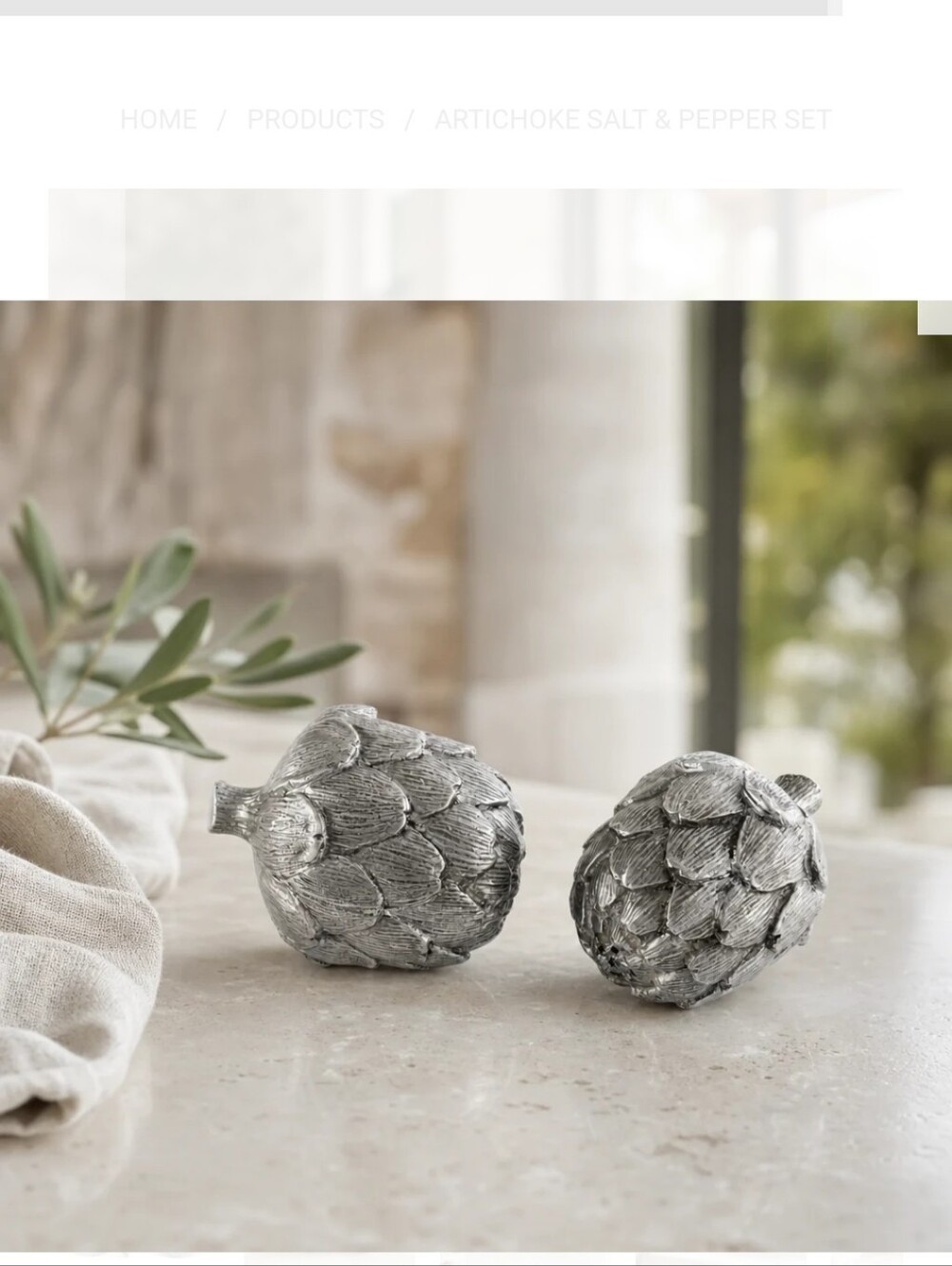 Vagabond House Pewter Artichoke Salt and Pepper Set